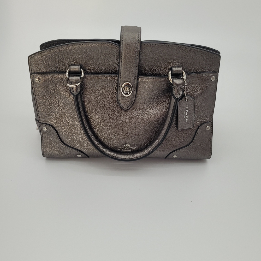 Coach Gray Metallic Leather Handbag